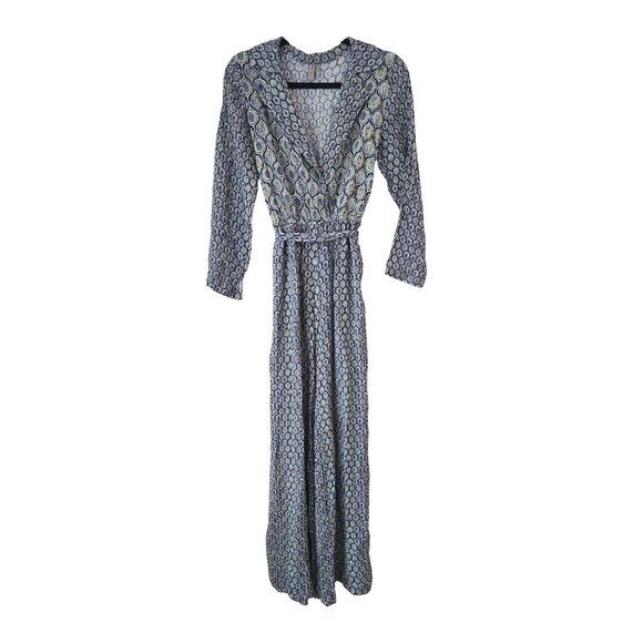 Blank London Anthropologie Seine Blue Motif Jumpsuit Flowy Women's Petite XS - Picture 3 of 12